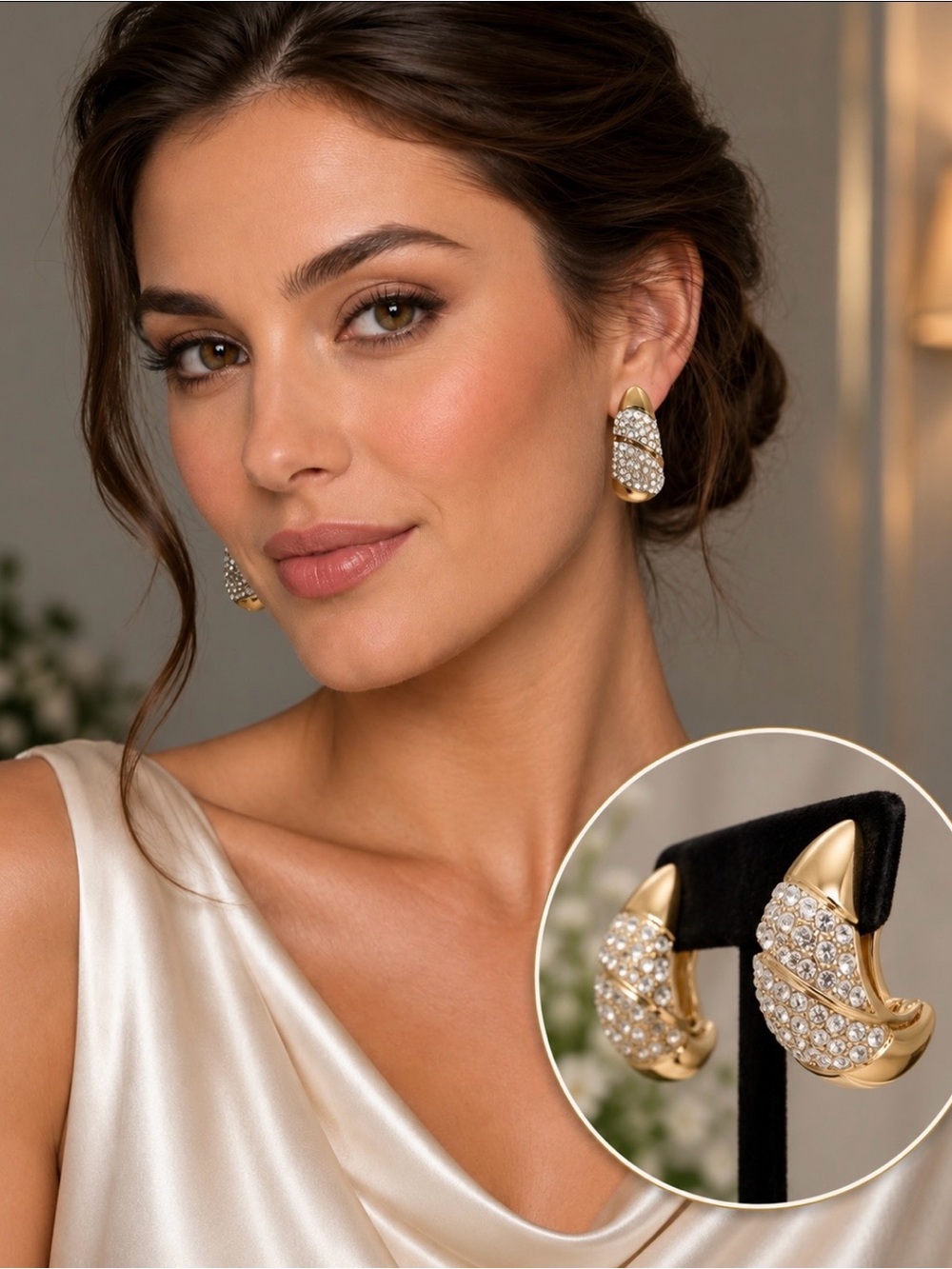 Vintage rhinestone clip earrings
